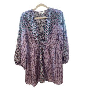 WEEKEND WOMENS 2X PURPLE FLORAL BLOUSON TOP